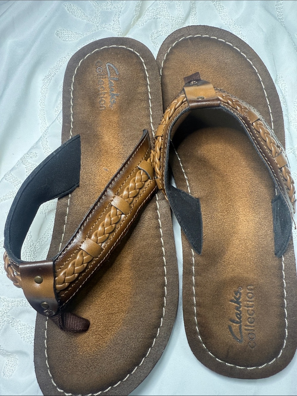 Clarks Women’s   Braided Leather Brown Sandals